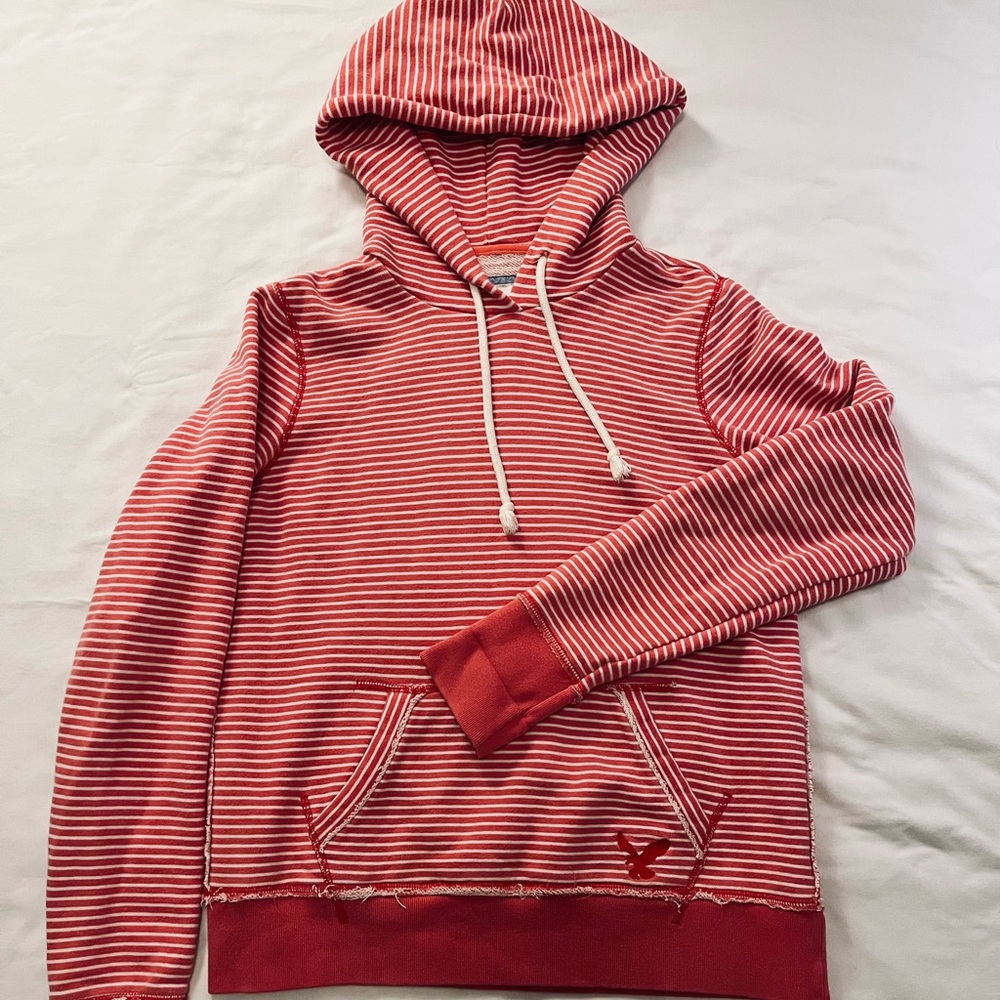American Eagle Coral Stripe Sweatshirt